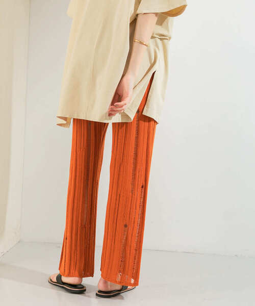 KBF(ケイビーエフ)の「針抜きニットパンツ(その他パンツ・レディース・ライトカーキ/ライトベージュ/オレンジ・ONE)」の4枚目の写真