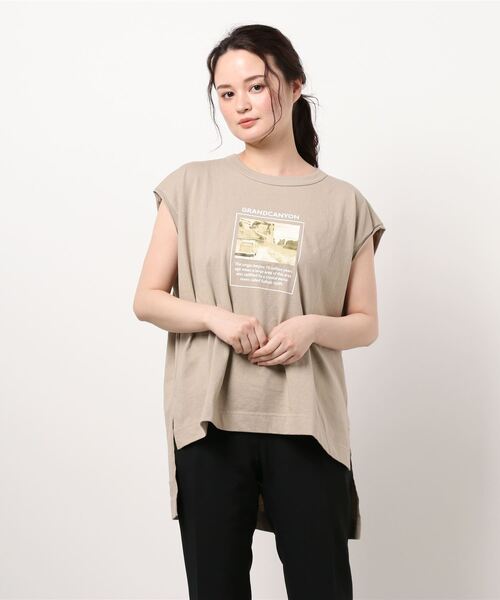 RAG MACHINE（ラグマシーン）の「【RAG MACHINE】フォトプリントノースリーブ（タンクトップ・レディース・ベージュ/ブラック/ホワイト・L/M）」の8枚目の写真