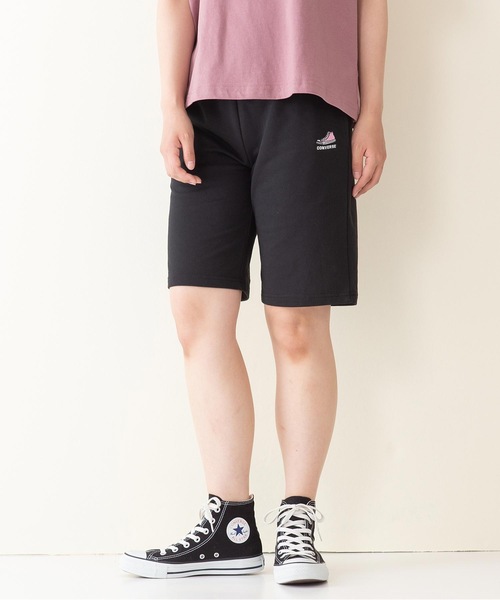 CONVERSE(コンバース)の「【CONVERSE/コンバース】ミニ裏毛ハーフパンツ ワンポイント刺繍ショーツ(その他パンツ・レディース・ブラック/スカイブルー/ライトグレー/杢グレー・LARGE/MEDIUM)」の2枚目の写真