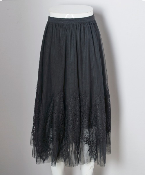 Futier land（フューティアランド）の「裾レースチュールスカート（スカート・レディース・アイボリー/ブラック/グレー・FREE）」の13枚目の写真