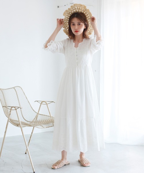 one after another NICE CLAUP（ワンアフターアナザーナイスクラップ）の「【ZOZOTOWN限定】カットワークレースワンピース（ワンピース・レディース・オフホワイト/ブラック/ベージュ/ミント/レモンイエロー/サックスブルー・FREE）」の15枚目の写真