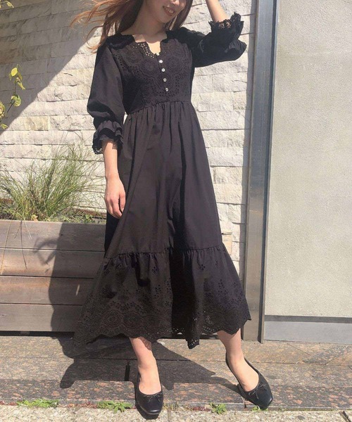 one after another NICE CLAUP（ワンアフターアナザーナイスクラップ）の「【ZOZOTOWN限定】カットワークレースワンピース（ワンピース・レディース・オフホワイト/ブラック/ベージュ/ミント/レモンイエロー/サックスブルー・FREE）」の13枚目の写真