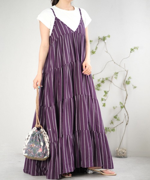 セール インド綿ティアードキャミマキシワンピース ワンピース Andj アンドジェイ のファッション ワンピース 21 Ss