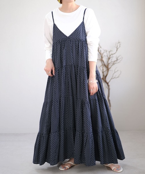 ANDJ(アンドジェイ)の「インド綿ティアードキャミマキシワンピース(ワンピース・レディース・テラコッタ/ネイビー/パープル・M)」の16枚目の写真