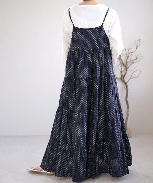 ANDJ(アンドジェイ)の「インド綿ティアードキャミマキシワンピース(ワンピース・レディース・テラコッタ/ネイビー/パープル・M)」の20枚目の写真