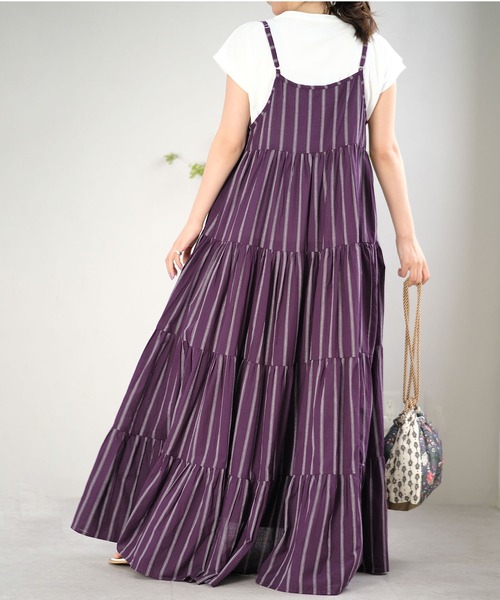 ANDJ(アンドジェイ)の「インド綿ティアードキャミマキシワンピース(ワンピース・レディース・テラコッタ/ネイビー/パープル・M)」の11枚目の写真