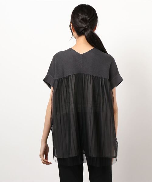 INTERPLANET（インタープラネット）の「ＢＡＣＫプリーツチュールニットプルオーバー（ニット/セーター・レディース・チャコールグレー/ライトグレー/ベージュ・FREE）」の14枚目の写真