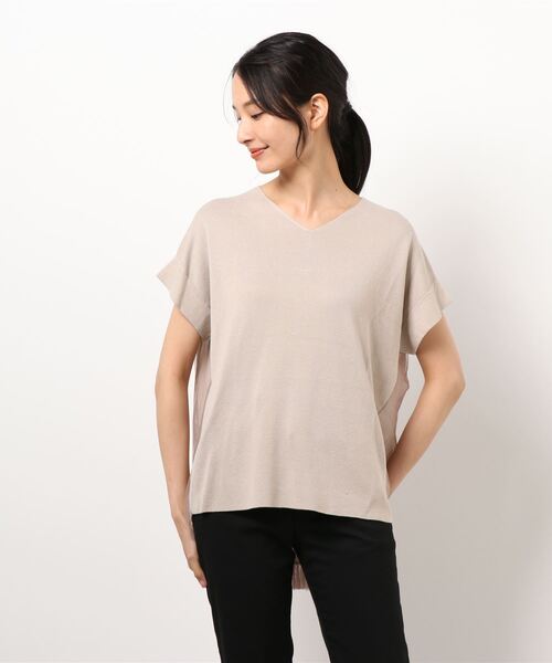 INTERPLANET（インタープラネット）の「ＢＡＣＫプリーツチュールニットプルオーバー（ニット/セーター・レディース・チャコールグレー/ライトグレー/ベージュ・FREE）」の16枚目の写真