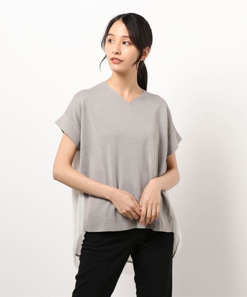 INTERPLANET（インタープラネット）の「ＢＡＣＫプリーツチュールニットプルオーバー（ニット/セーター・レディース・チャコールグレー/ライトグレー/ベージュ・FREE）」の17枚目の写真