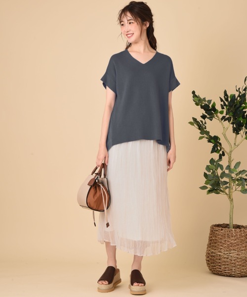 INTERPLANET（インタープラネット）の「ＢＡＣＫプリーツチュールニットプルオーバー（ニット/セーター・レディース・チャコールグレー/ライトグレー/ベージュ・FREE）」の18枚目の写真