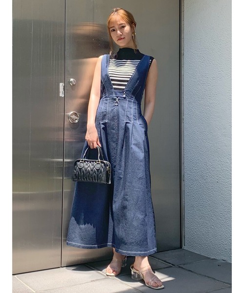 【 Jeans】プレップ Vネック ジャンパードレス（送料込み) UNTITLED｜【セットアップ可能/洗える】ライトウェイト Vネック