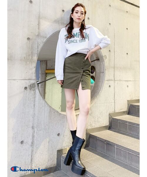 GYDA（ジェイダ）の「オープンスリットスカートライクショーパン（スカート・レディース・ブラック/オリーブ・FREE）」の9枚目の写真