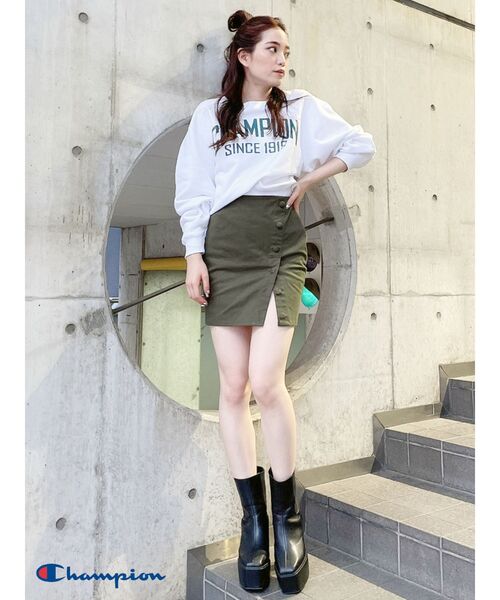 GYDA（ジェイダ）の「オープンスリットスカートライクショーパン（スカート・レディース・ブラック/オリーブ・FREE）」の7枚目の写真