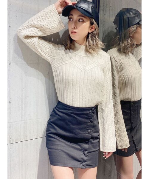 GYDA（ジェイダ）の「オープンスリットスカートライクショーパン（スカート・レディース・ブラック/オリーブ・FREE）」の3枚目の写真