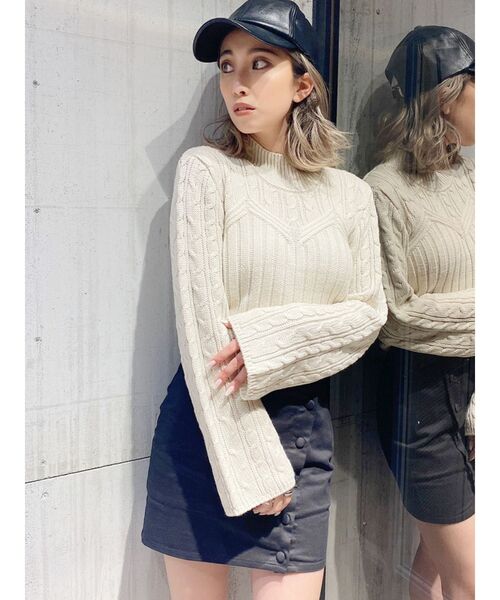 GYDA（ジェイダ）の「オープンスリットスカートライクショーパン（スカート・レディース・ブラック/オリーブ・FREE）」の4枚目の写真