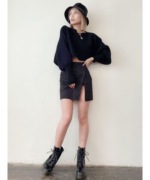 GYDA（ジェイダ）の「オープンスリットスカートライクショーパン（スカート・レディース・ブラック/オリーブ・FREE）」の6枚目の写真