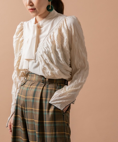 セール】プリーツワッシャースリーブドルマンTOPS（シャツ