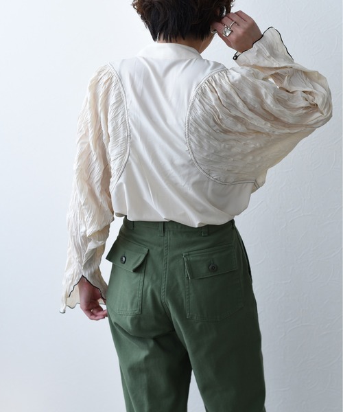 セール】プリーツワッシャースリーブドルマンTOPS（シャツ