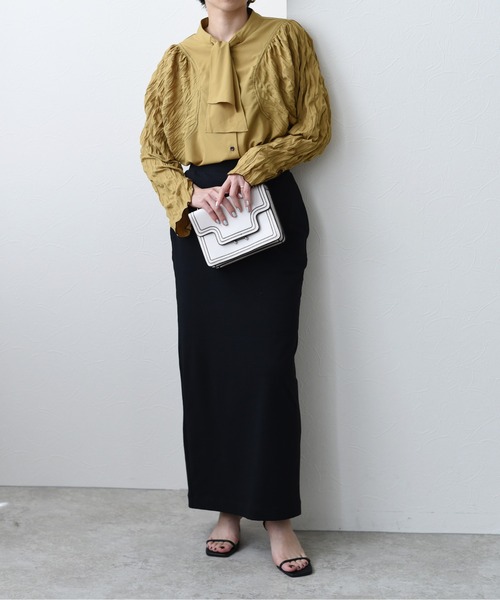 Eimee Law（エイミーロウ）の「プリーツワッシャースリーブドルマンTOPS（シャツ/ブラウス・レディース・アイボリー/ブラック/マスタード・38）」の15枚目の写真