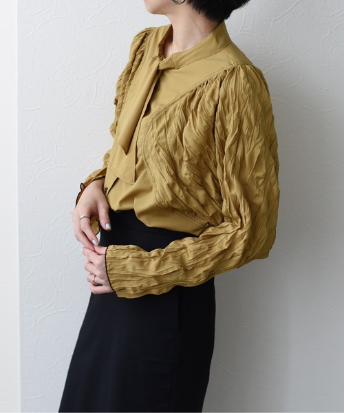 Eimee Law（エイミーロウ）の「プリーツワッシャースリーブドルマンTOPS（シャツ/ブラウス・レディース・アイボリー/ブラック/マスタード・38）」の21枚目の写真