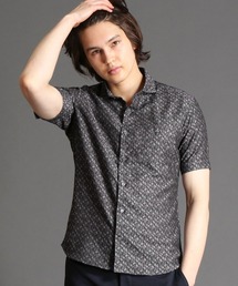 MONSIEUR NICOLE | ジオメトリック柄 綿麻 半袖シャツ(シャツ/ブラウス)