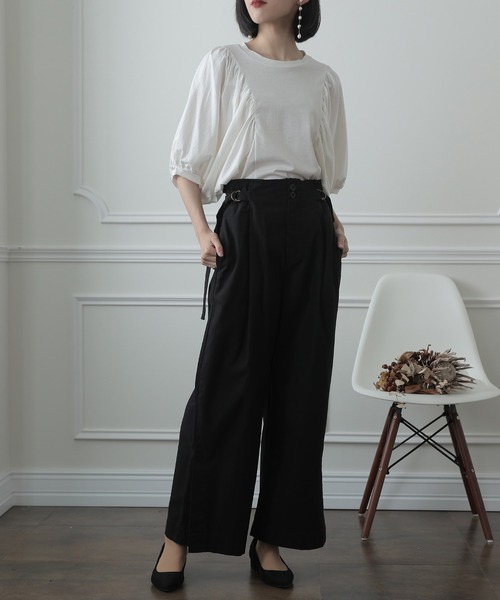 ElegChic(エレグシック)の「裾ベンツハイウエストワイドパンツ(その他パンツ・レディース・ブラック/カーキ/ベージュ・4L/L/XXL/XL/M)」の7枚目の写真