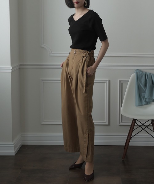 ElegChic(エレグシック)の「裾ベンツハイウエストワイドパンツ(その他パンツ・レディース・ブラック/カーキ/ベージュ・4L/L/XXL/XL/M)」の11枚目の写真