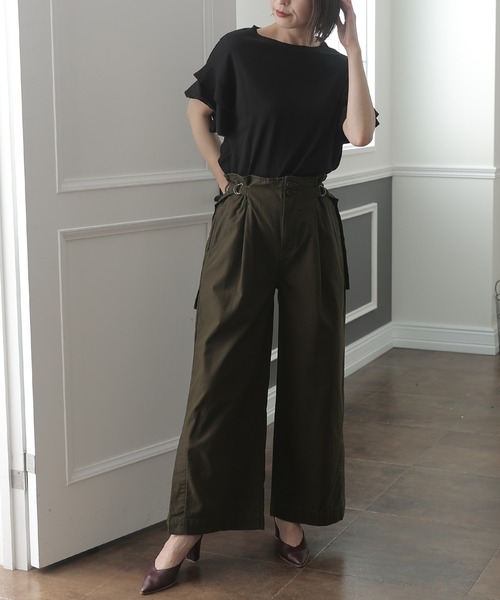 ElegChic(エレグシック)の「裾ベンツハイウエストワイドパンツ(その他パンツ・レディース・ブラック/カーキ/ベージュ・4L/L/XXL/XL/M)」の15枚目の写真