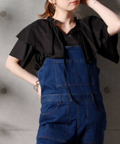 fredy repit（フレディレピ）の「【WEB限定】ボリュームフリルブラウス（シャツ/ブラウス・レディース・ブラック/ブラック系その他3/ブルー・38）」の2枚目の写真