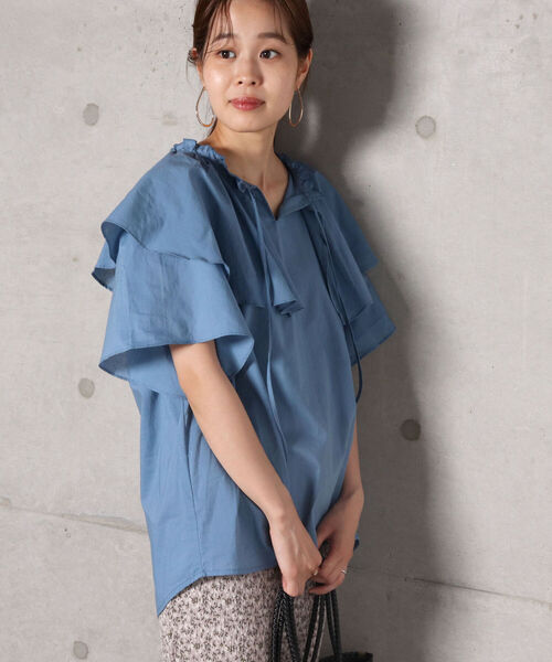 fredy repit（フレディレピ）の「【WEB限定】ボリュームフリルブラウス（シャツ/ブラウス・レディース・ブラック/ブラック系その他3/ブルー・38）」の7枚目の写真