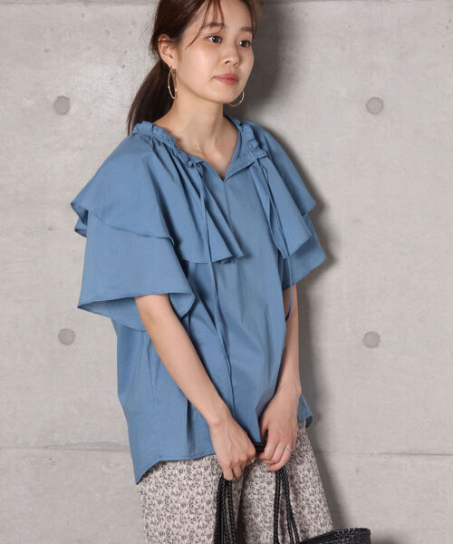 fredy repit（フレディレピ）の「【WEB限定】ボリュームフリルブラウス（シャツ/ブラウス・レディース・ブラック/ブラック系その他3/ブルー・38）」の8枚目の写真