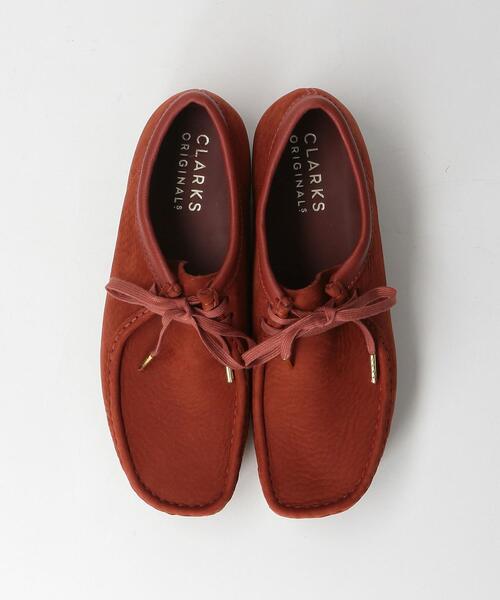 【美品】Clarks original ワラビー ハラコ ワインレッド 24.0 CLARKS: レザー ワラビー 24FW（モカシン/デッキシューズ