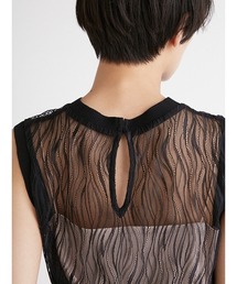 FRAY I.D ♡ タック ギャザー ノースリ レース ブラウス FRAY I.D（フレイアイディー）の「タックギャザーノースリレース