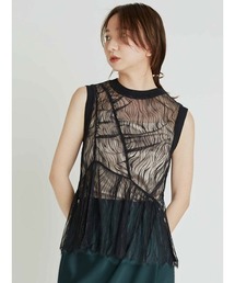 FRAY I.D ♡ タック ギャザー ノースリ レース ブラウス FRAY I.D（フレイアイディー）の「タックギャザーノースリレース