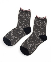 線画ジャガードソックス