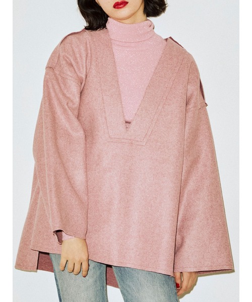 jouetie（ジュエティ）の「Vネックカットオフプルオーバー（スウェット・レディース・ブラック/ブラウン/ピンク/ブルー・MEDIUM）」の4枚目の写真