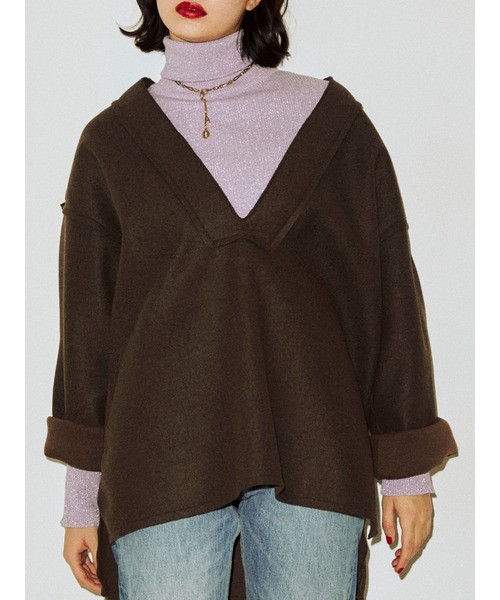 jouetie（ジュエティ）の「Vネックカットオフプルオーバー（スウェット・レディース・ブラック/ブラウン/ピンク/ブルー・MEDIUM）」の14枚目の写真