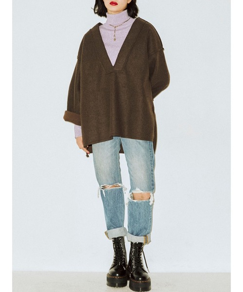 jouetie（ジュエティ）の「Vネックカットオフプルオーバー（スウェット・レディース・ブラック/ブラウン/ピンク/ブルー・MEDIUM）」の15枚目の写真