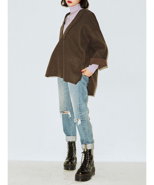 jouetie（ジュエティ）の「Vネックカットオフプルオーバー（スウェット・レディース・ブラック/ブラウン/ピンク/ブルー・MEDIUM）」の16枚目の写真