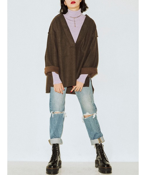 jouetie（ジュエティ）の「Vネックカットオフプルオーバー（スウェット・レディース・ブラック/ブラウン/ピンク/ブルー・MEDIUM）」の17枚目の写真