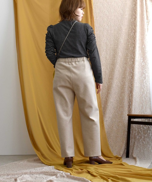 palm RICHE(ポームリシュ)の「起毛ボーダーパワーショルダートップス(Tシャツ/カットソー・レディース・ブラック/オフホワイト/グリーン/キャメル・M)」の13枚目の写真