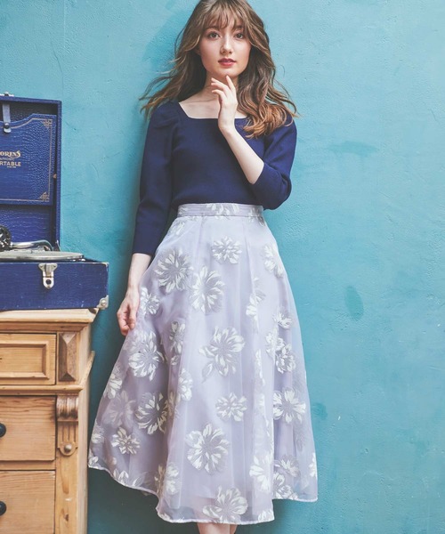 NOELA（ノエラ）の「【WEB限定カラーあり】２色フロッキースカートコーデセット（ワンピース・レディース・ベージュ/ブラウン/ブルー/ボルドー・S/M）」の10枚目の写真