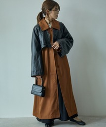 ECRIRE | 【yun_wearコラボ】エコレザーショートブルゾン+フレアロングコートセット(ステンカラーコート)