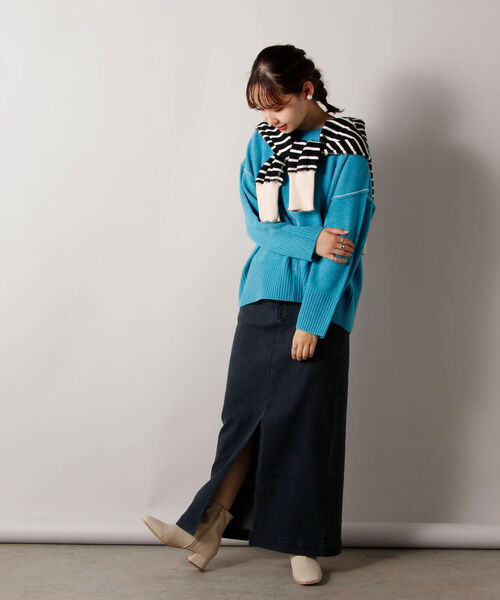 fredy repit（フレディレピ）の「スリットナロー デニムスカート（デニムスカート・レディース・ブラック/ネイビー・38/36）」の11枚目の写真