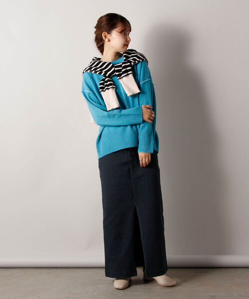 fredy repit（フレディレピ）の「スリットナロー デニムスカート（デニムスカート・レディース・ブラック/ネイビー・38/36）」の6枚目の写真