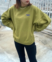 【Snap club】裏起毛ワンポイント刺繍ロゴ オーバーサイズ プルオーバースウェット