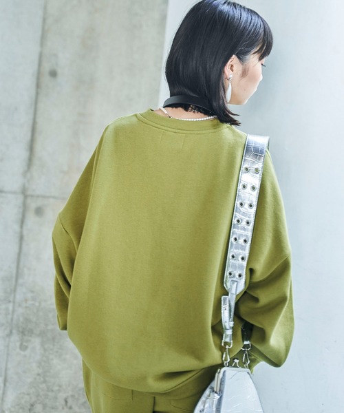■韓国■ トレーナーワンピ オーバーフィット 裏起毛 ストリング セール】【Snap club】裏起毛ワンポイント刺繍ロゴ オーバー