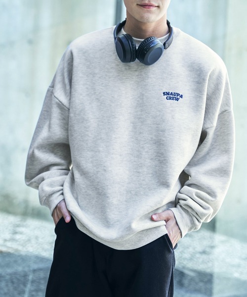 セール】【Snap club】裏起毛ワンポイント刺繍ロゴ オーバー