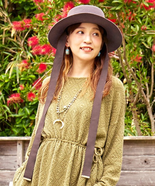 チャイハネ（チャイハネ）の「【チャイハネ】ジェスロングリボンハット（ハット・レディース・グレー/ターコイズブルー・FREE）」の2枚目の写真