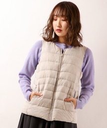 【Laliberte】丸首ジップダウンベスト ポケッタブル仕様
